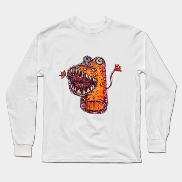 Monster Finger Puppet Long Sleeve T-Shirt by Animal Surrealism